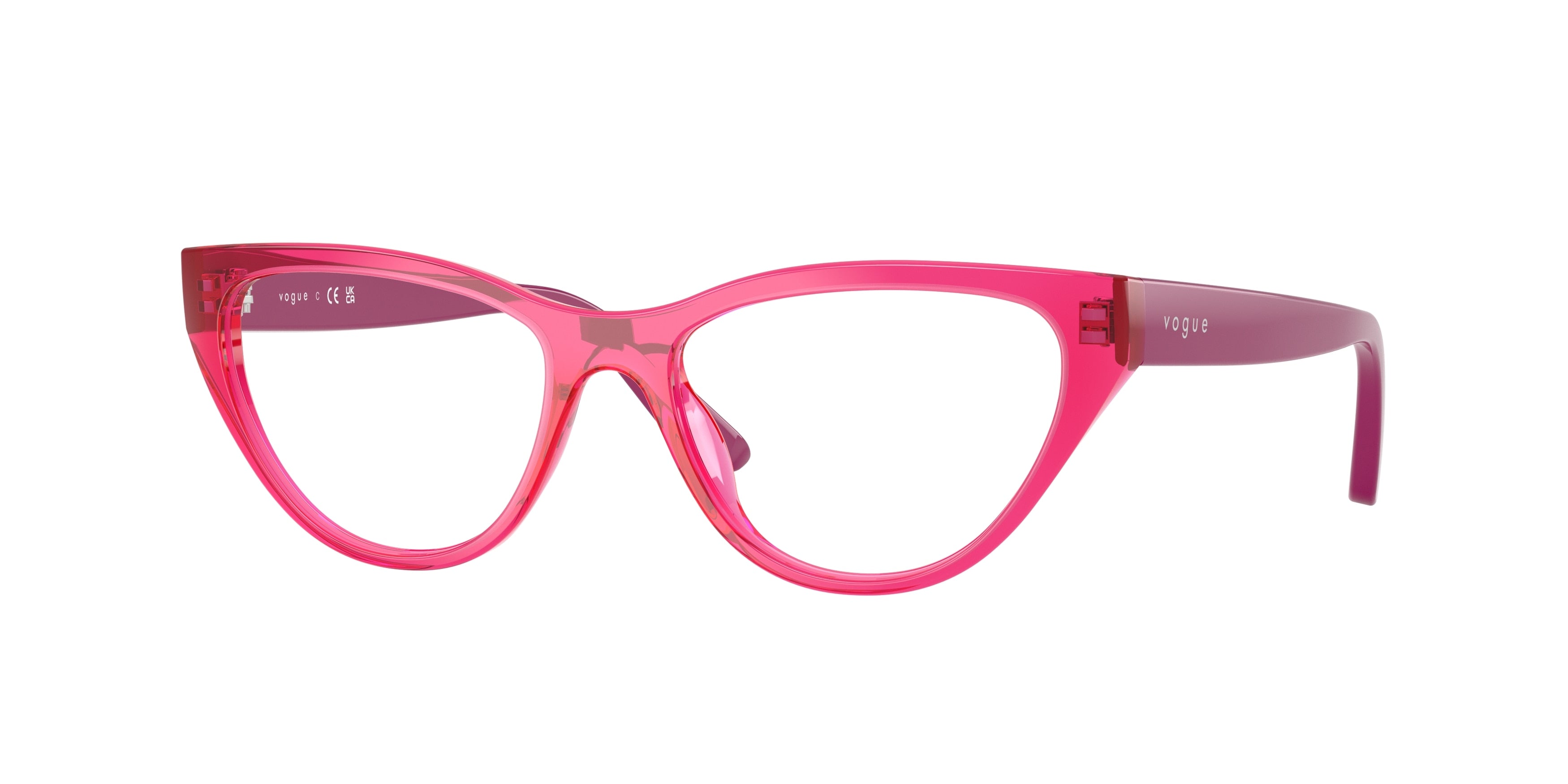 VOGUE JUNIOR OPHTHAL VY2035 Cat Eye Eyeglasses 3204-Transparent Fuchsia 51-135-16 - Color Map Violet