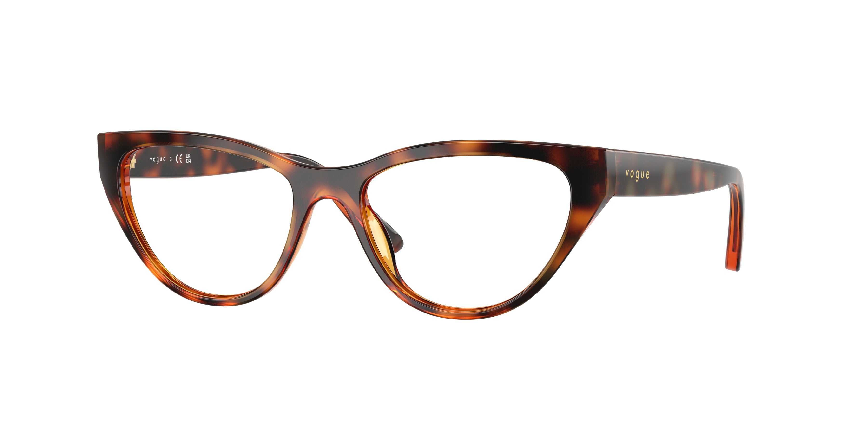VOGUE JUNIOR OPHTHAL VY2035 Cat Eye Eyeglasses W656-Dark Havana 51-135-16 - Color Map Brown
