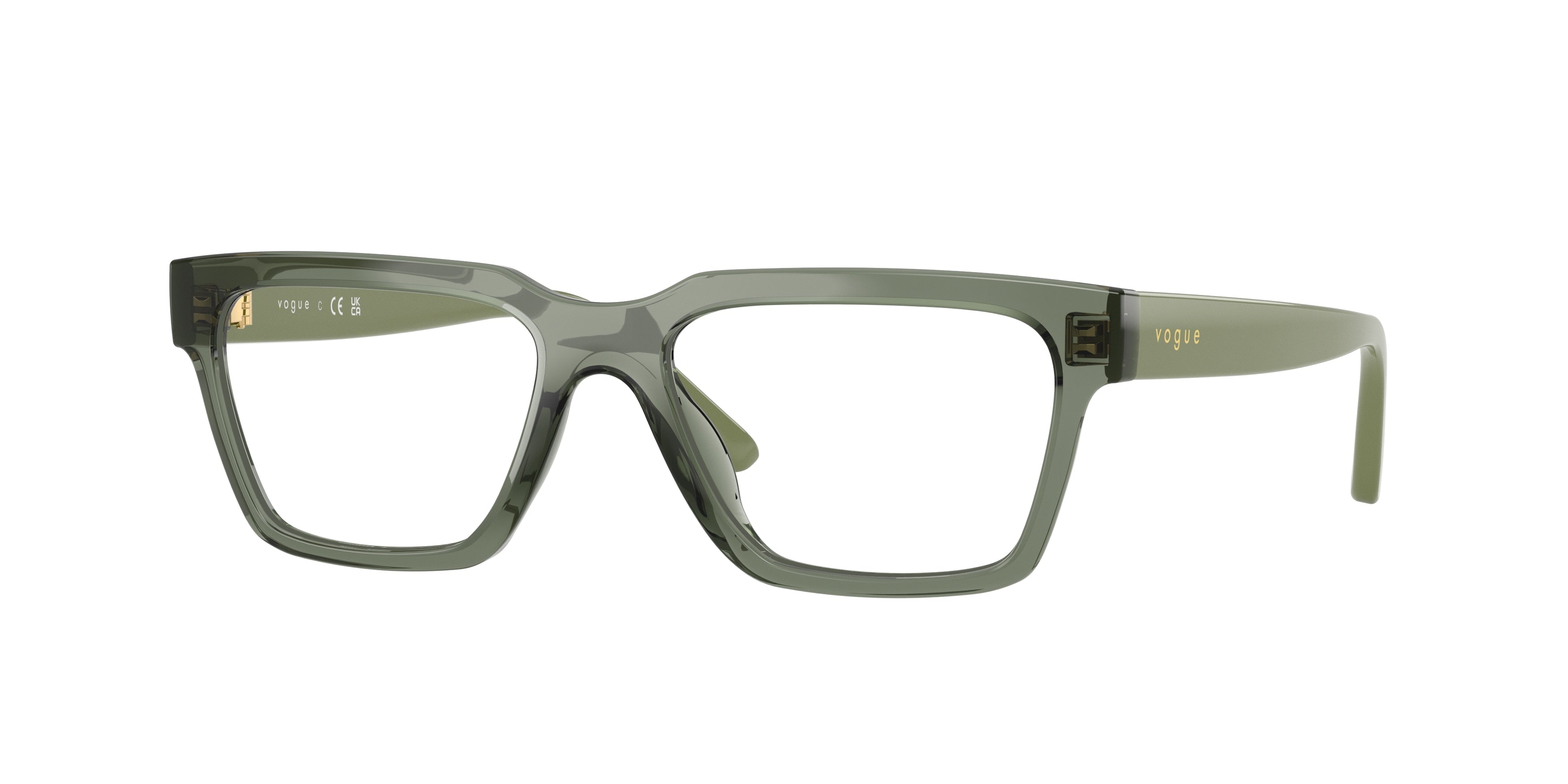 VOGUE JUNIOR OPHTHAL VY2040 Rectangle Eyeglasses 3086-Transparent Mallard Green 51-135-16 - Color Map Green