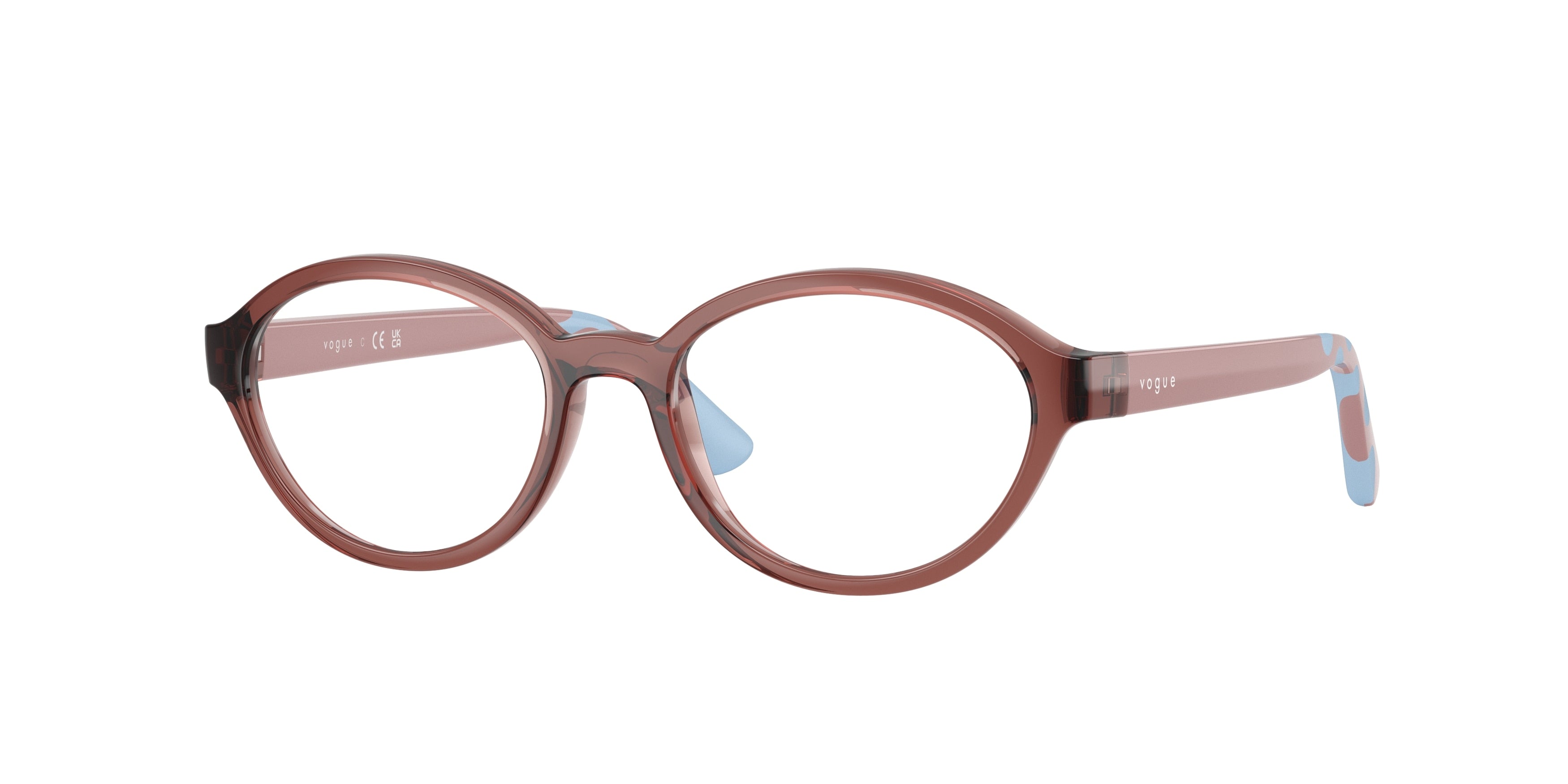 VOGUE JUNIOR OPHTHAL VY2043 Oval Eyeglasses 3277-Transparent Dark Rose 47-130-16 - Color Map Pink
