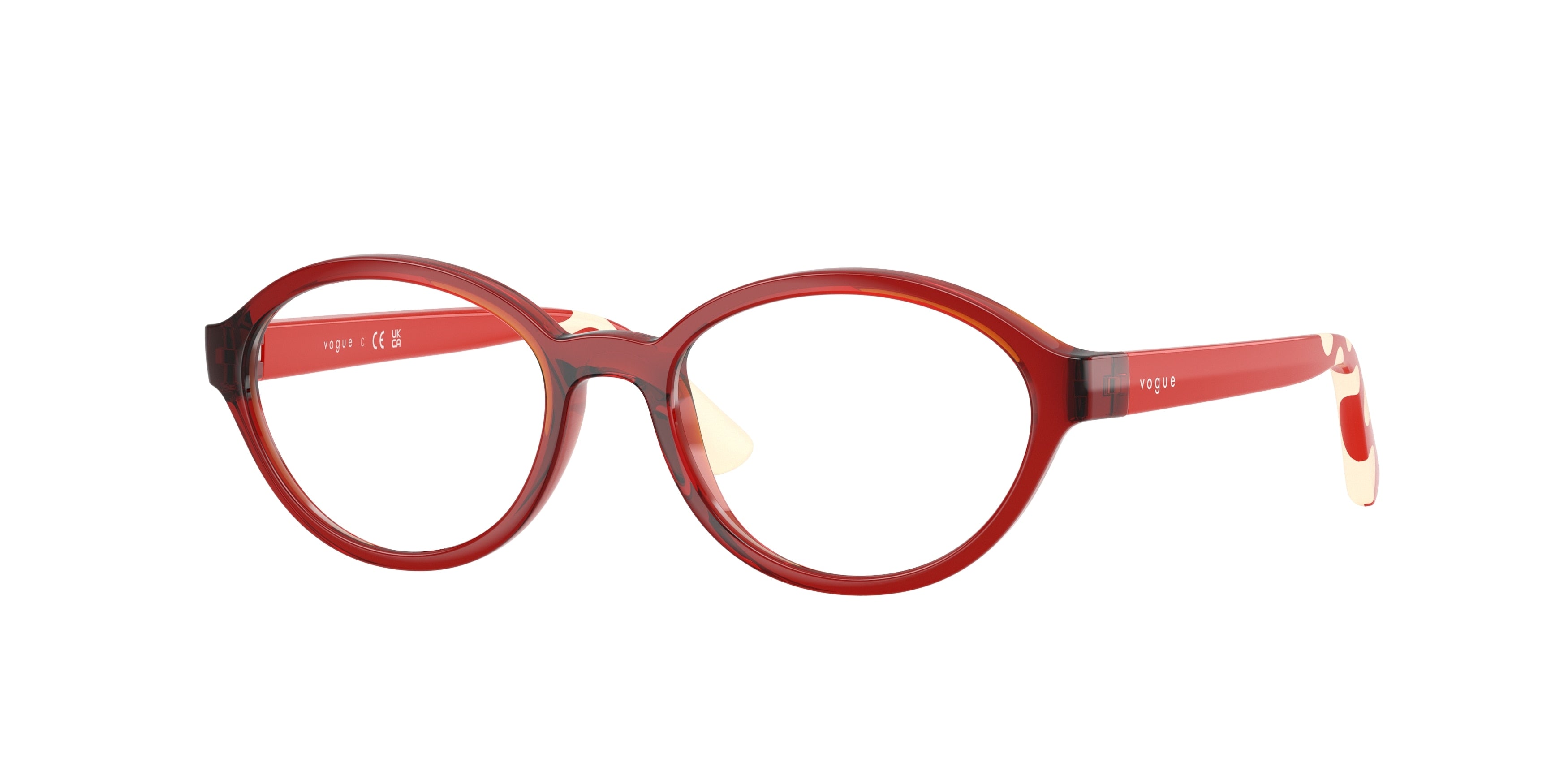 VOGUE JUNIOR OPHTHAL VY2043 Oval Eyeglasses 3278-Transparent Red 47-130-16 - Color Map Red