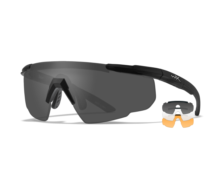Wiley X SABER ADVANCED Sunglasses Semi Rimless MATTE BLACK Clear, Smoke Grey, Light Rust Matte Black -25-