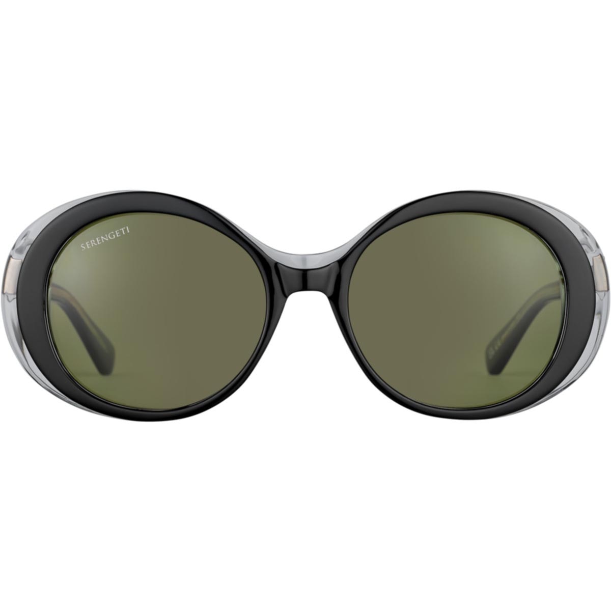 Serengeti Bacall Sunglasses Shiny Black Transparent Layer Small, Medium