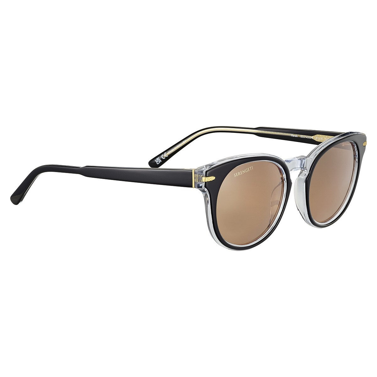 Serengeti Havah Sunglasses Shiny Black Transparent Layer Small, Medium