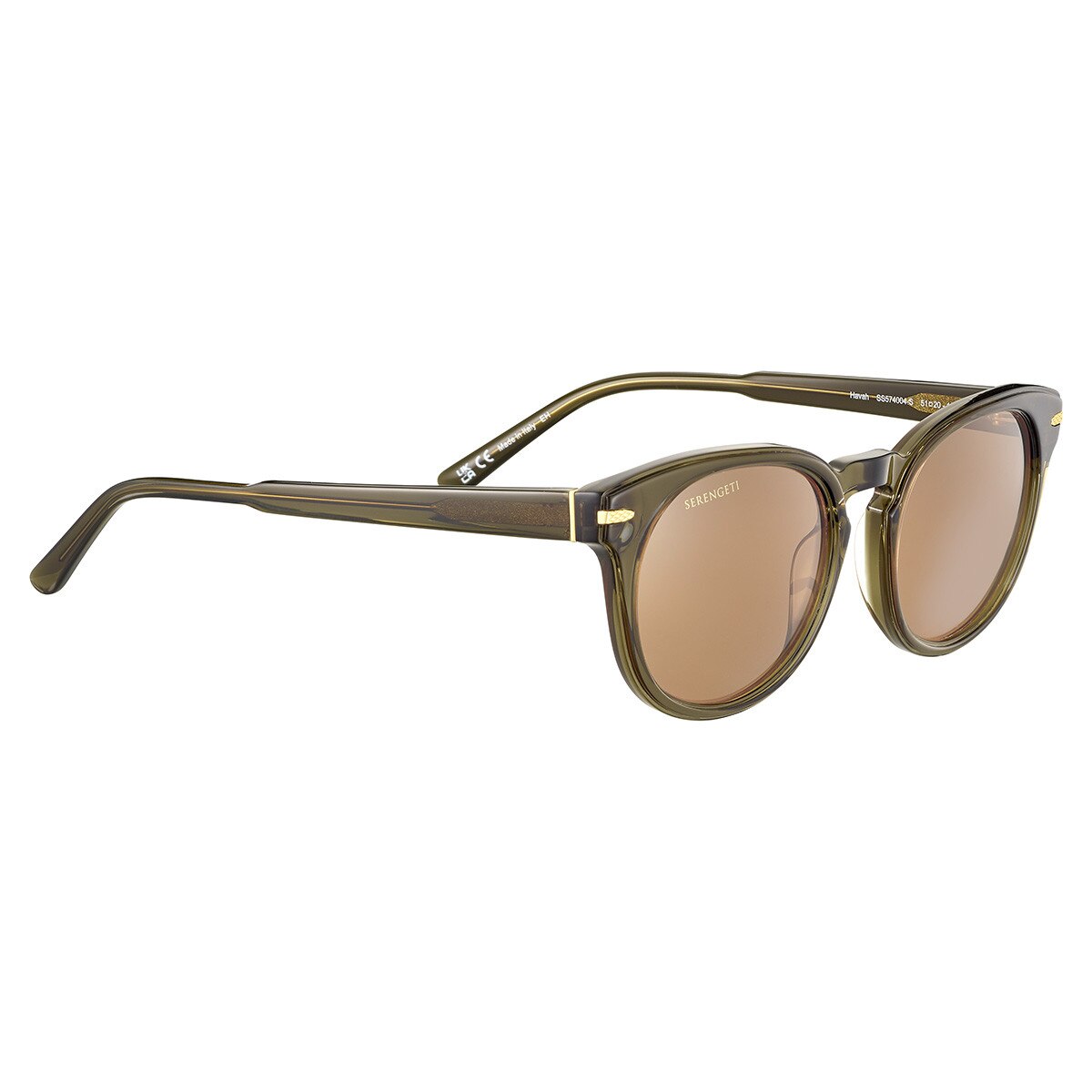 Serengeti Havah Sunglasses Shiny Crystal Dark Green Small, Medium