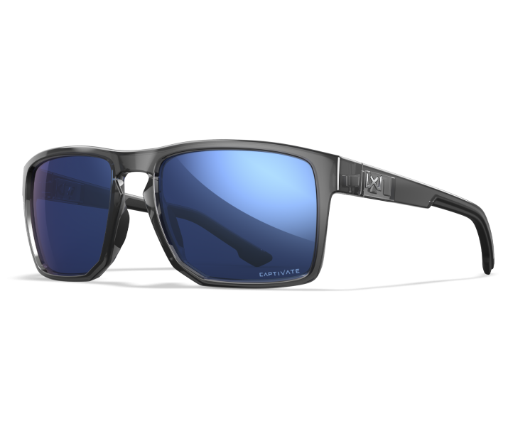 Wiley X WX FOUNDER Sunglasses Oval GLOSS CRYSTAL GREY FRAME CAPTIVATE™ Polarized Blue Mirror Gloss Crystal Grey Frame 56-17-135