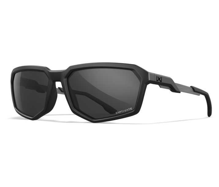 Wiley X WX RECON Sunglasses Oval MATTE BLACK CAPTIVATE™ Grey (Non-Polarized) Matte Black 59-17-135