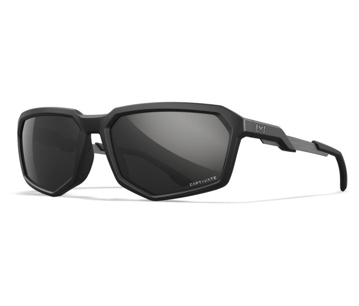 Wiley X WX RECON Sunglasses Oval MATTE BLACK CAPTIVATE™ Polarized Black Mirror Matte Black 59-17-135