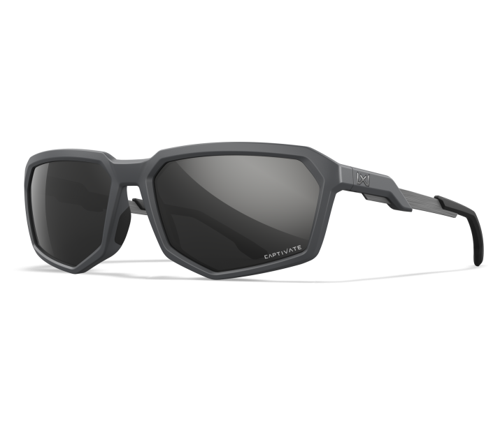 Wiley X WX RECON Sunglasses Oval MATTE GREY CAPTIVATE™ Polarized Black Mirror Matte Grey 59-17-135