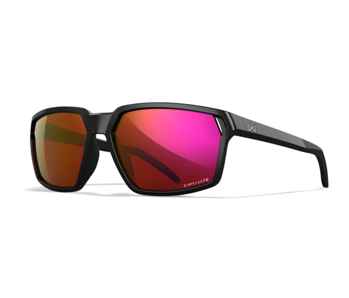 Wiley X WX SIERRA Sunglasses Oval GLOSS BLACK CAPTIVATE™ Red Mirror (Non-Polarized) Gloss Black 60-15-133