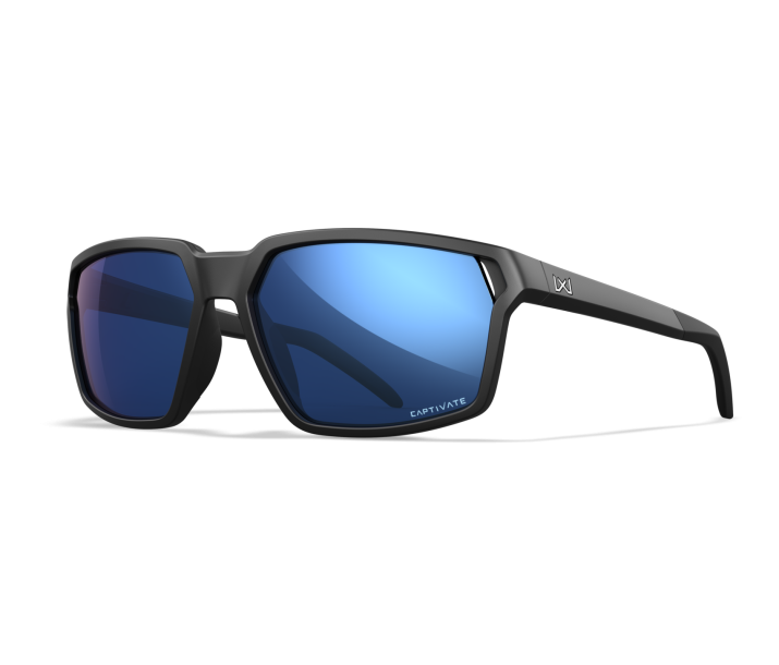Wiley X WX SIERRA Sunglasses Oval MATTE BLACK CAPTIVATE™ Polarized Blue Mirror Matte Black 60-15-133