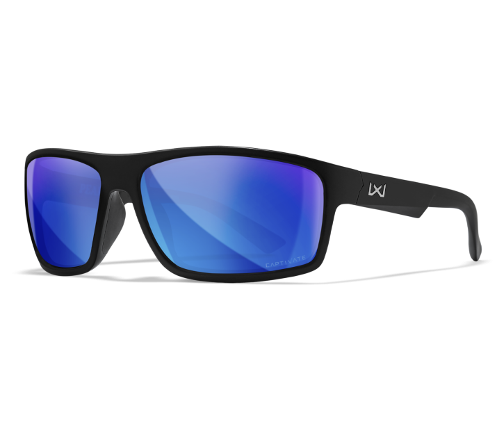 Wiley X WX PEAK XL Sunglasses Oval MATTE BLACK CAPTIVATE™ Polarized Blue Mirror Matte Black 60-15-