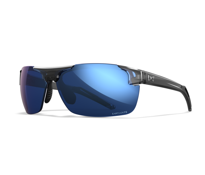 Wiley X WX PRIME Sunglasses Oval GLOSS CRYSTAL GREY CAPTIVATE™ Polarized Blue Mirror Gloss Crystal Grey -18-155