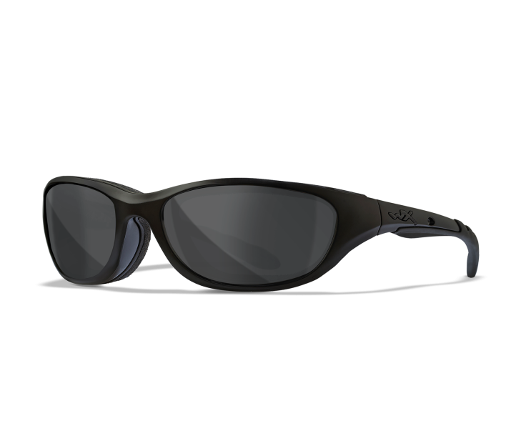 Wiley X AIRRAGE Sunglasses Oval MATTE BLACK Smoke Grey Matte Black 61-18-124