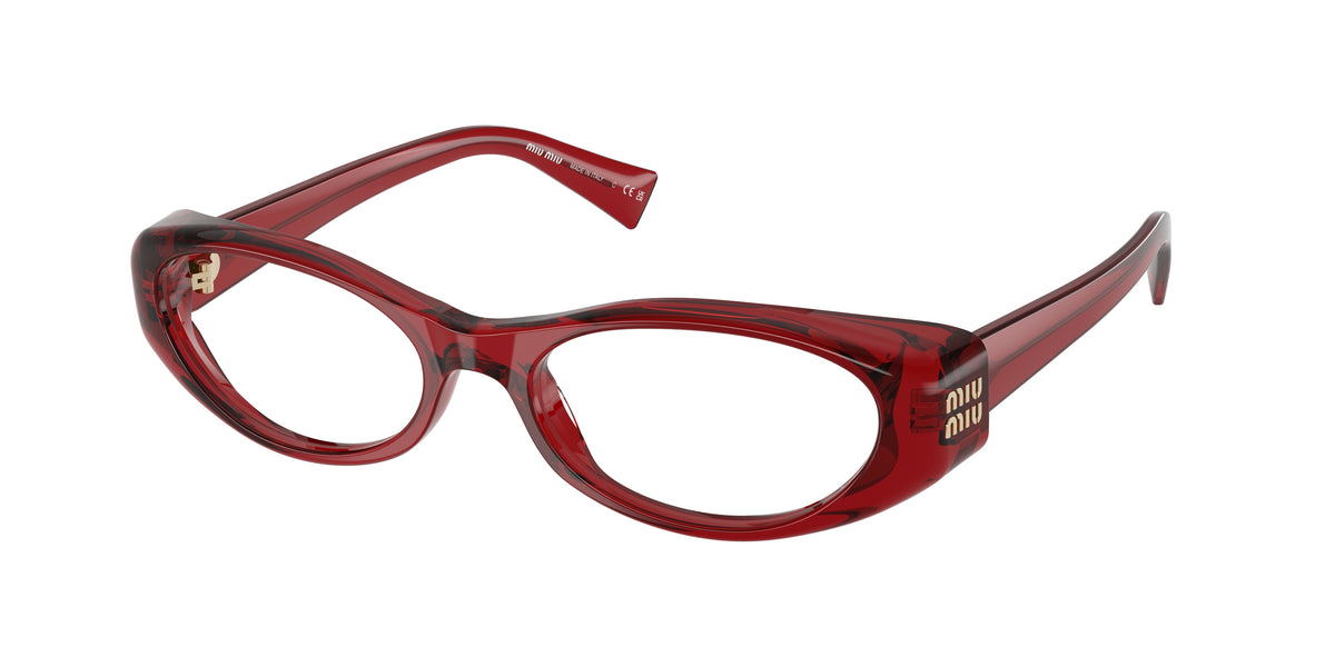 Miu Miu MU03ZV Oval Eyeglasses 25M1O1-Transparent Red 53-140-18 - Color Map Red