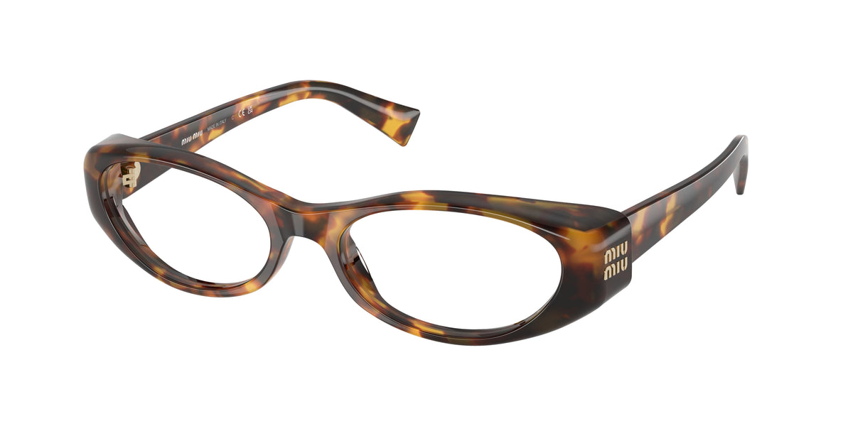 Miu Miu MU03ZVF Oval Eyeglasses 14L1O1-Honey Havana 55-140-18 - Color Map Tortoise