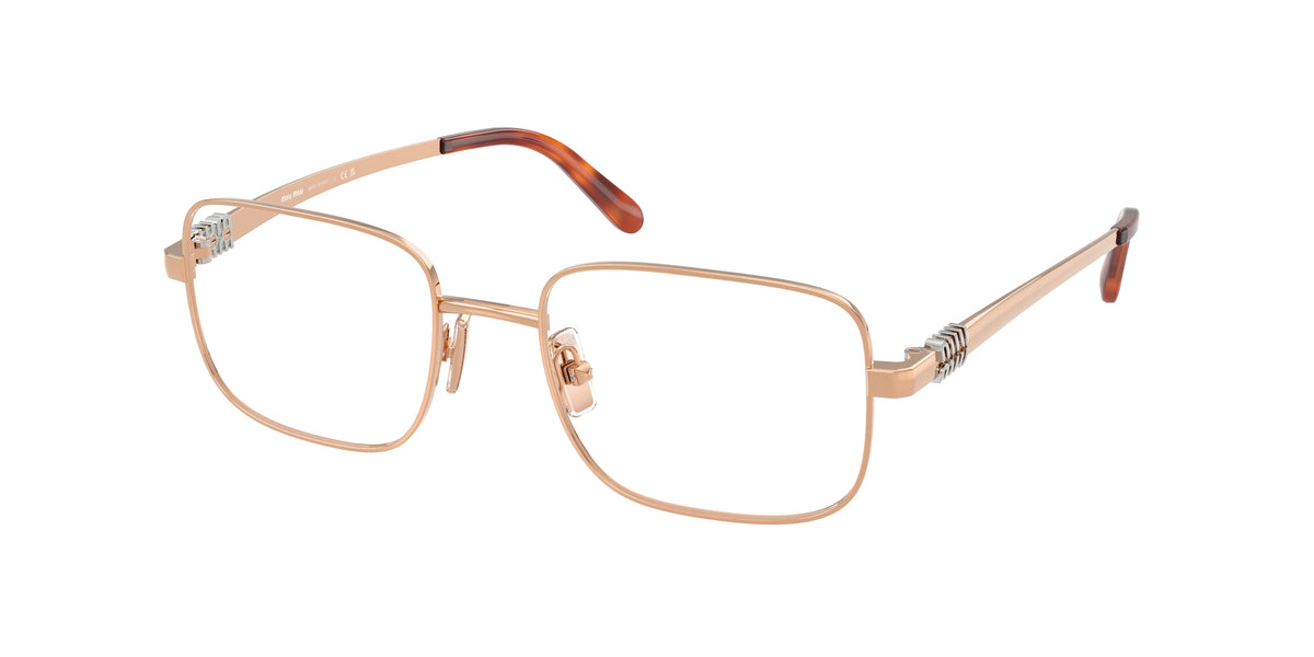 Miu Miu MU51ZV Rectangle Eyeglasses ZVF1O1-Pink Gold 50-140-19 - Color Map Pink