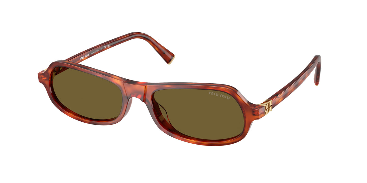 Miu Miu MUB10SU Irregular Sunglasses 11P09Z-Havana Cognac 55-140-17 - Color Map Brown