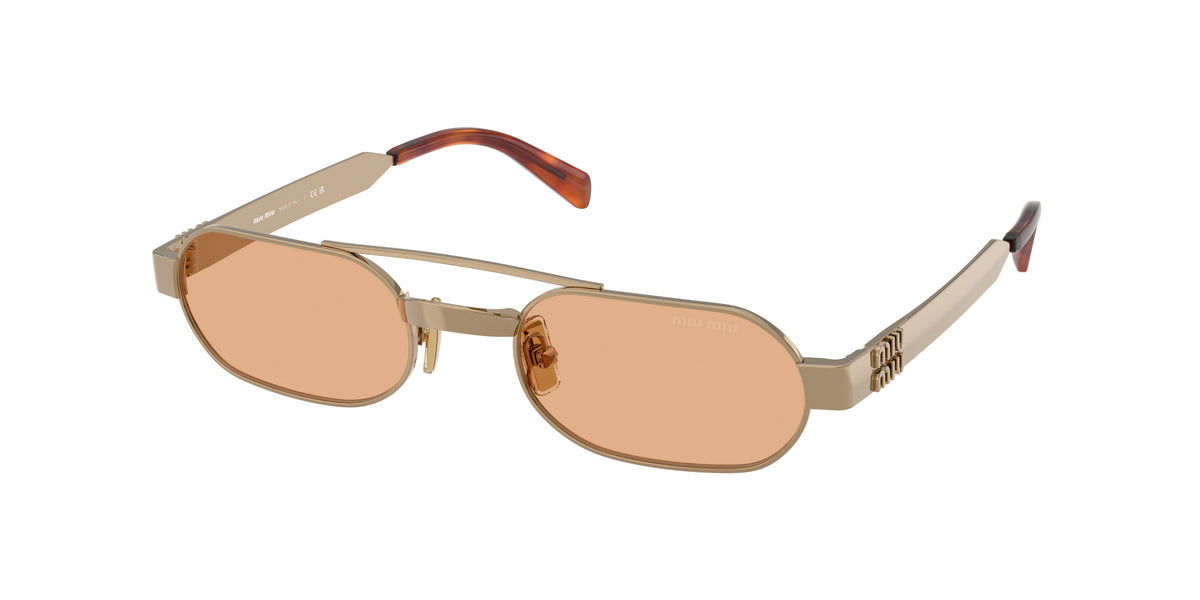 Miu Miu MUB52S Oval Sunglasses 7OE90X-Brass 52-135-21 - Color Map Brown