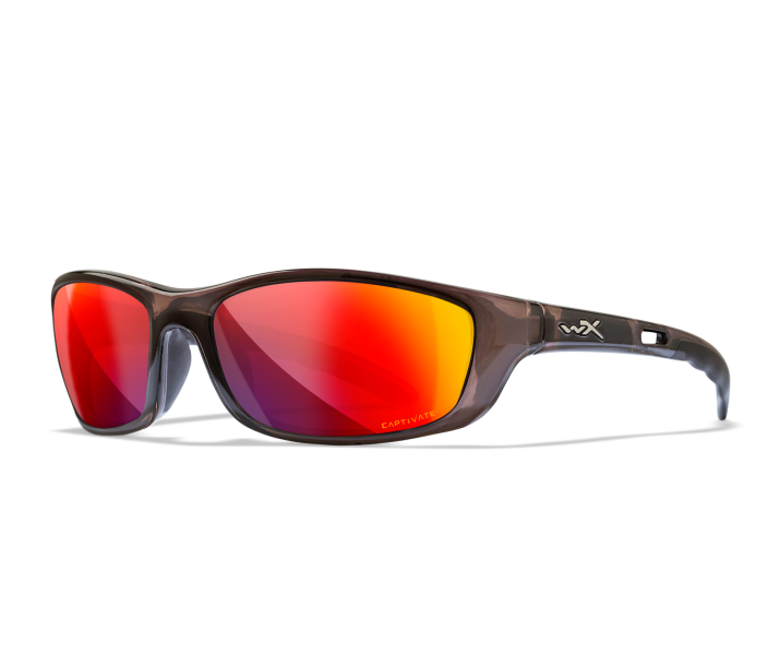 Wiley X P-17 Sunglasses Oval BLACK CRYSTAL CAPTIVATE™ Polarized Red Mirror Black Crystal 61-18-120