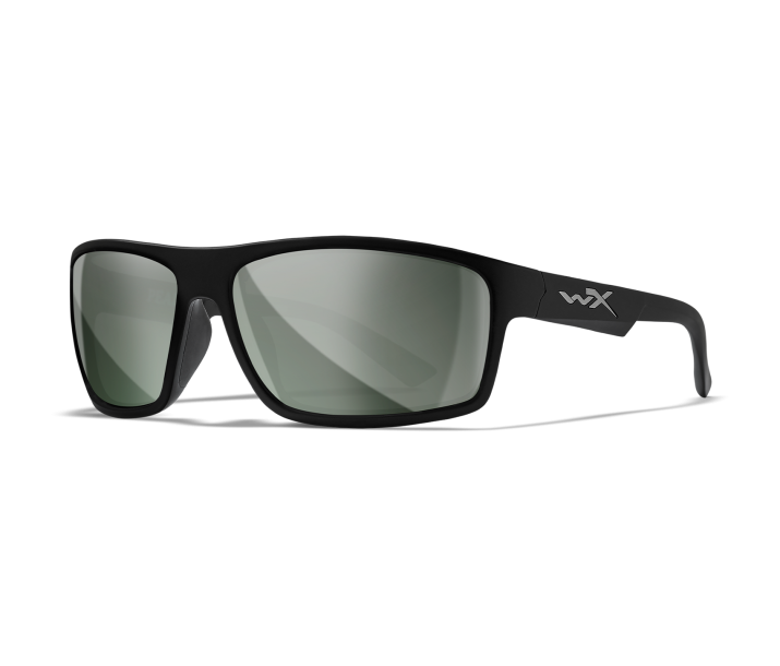 Wiley X WX PEAK Sunglasses Oval MATTE BLACK Grey Silver Flash Matte Black 65-15-130