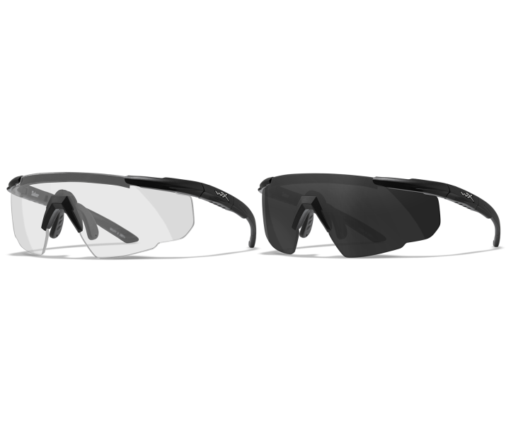 Wiley X SABER ADVANCED Sunglasses Semi Rimless MATTE BLACK Clear, Smoke Grey Matte Black -25-