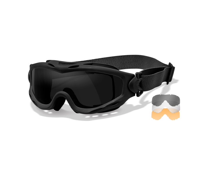 Wiley X SPEAR Sunglasses Goggle MATTE BLACK Clear, Smoke Grey, Light Rust Matte Black -18-