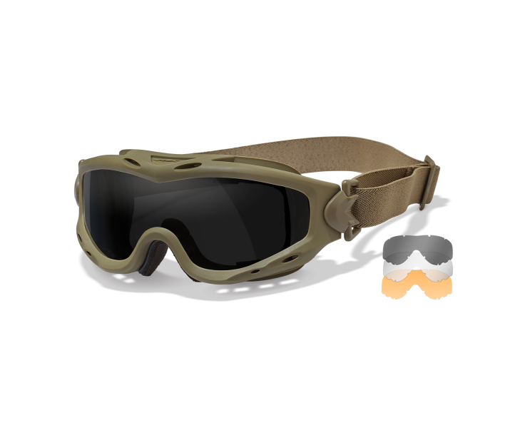 Wiley X SPEAR Sunglasses Goggle TAN Clear, Smoke Grey, Light Rust Tan -18-