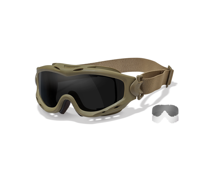 Wiley X SPEAR Sunglasses Goggle TAN Clear, Smoke Grey Tan -18-