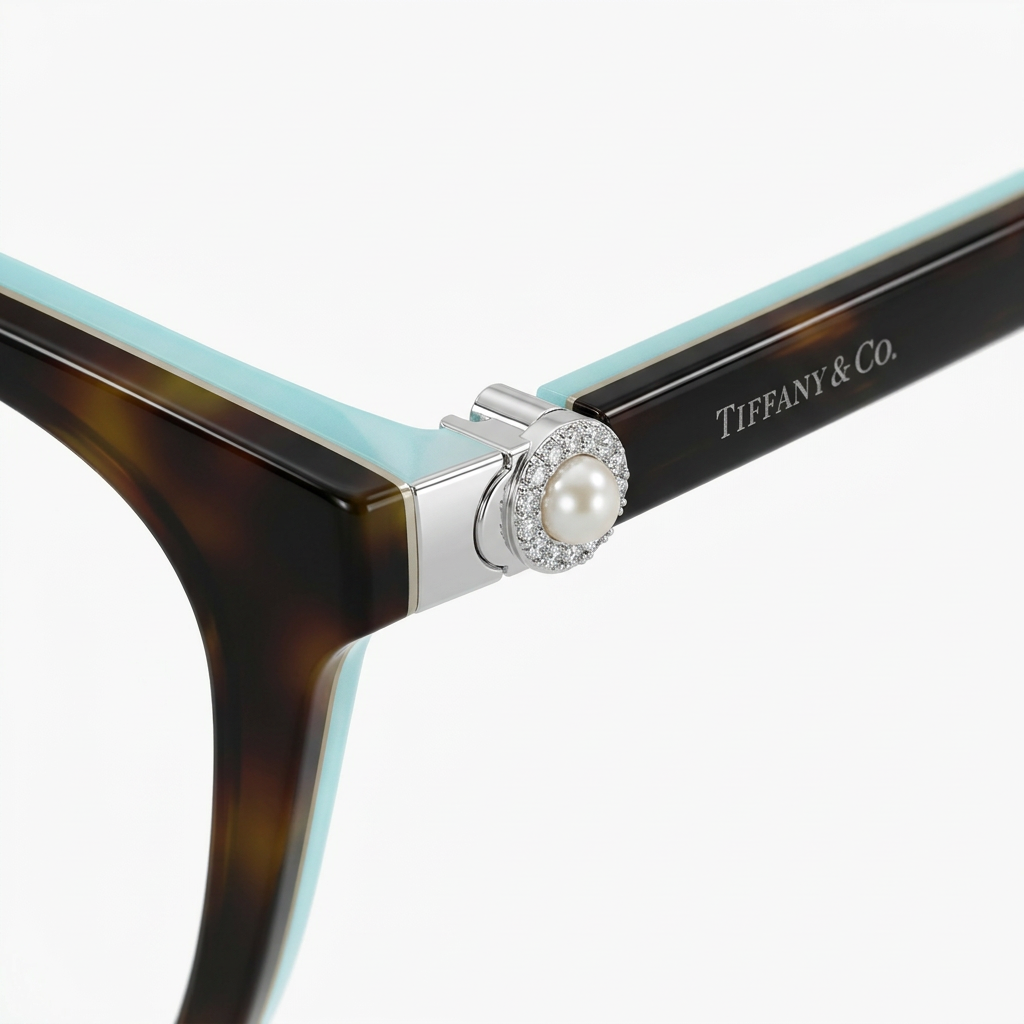Tiffany TF2109HB Havana on Tiffany Blue hinge and temple detail