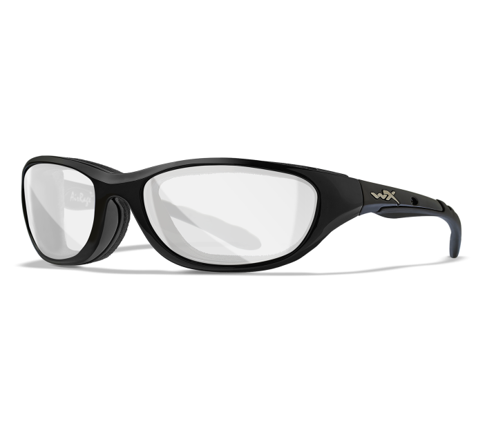 Wiley X AIRRAGE Sunglasses Oval GLOSS BLACK Clear Gloss Black 61-18-124
