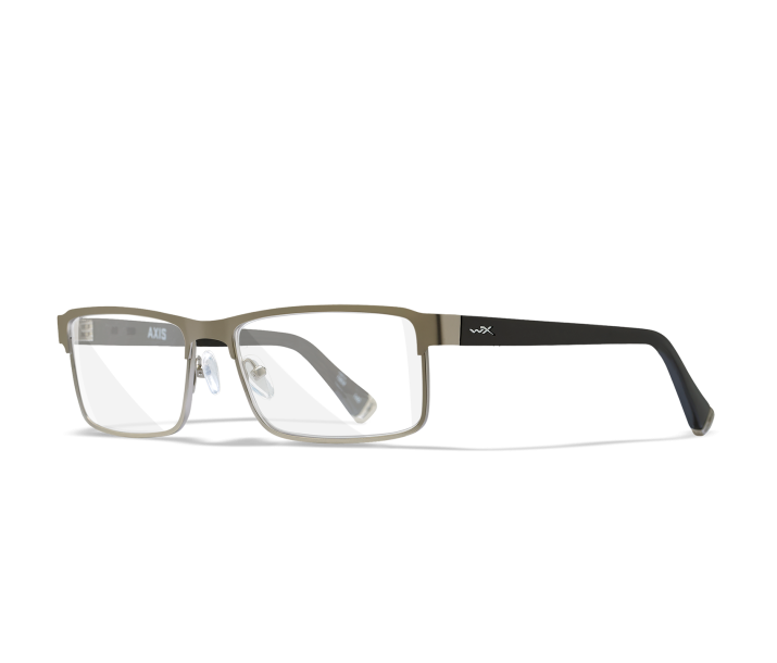 Wiley X WX AXIS Full Rim Eyeglasses  Matte Silver / Gloss Black 58-16-140