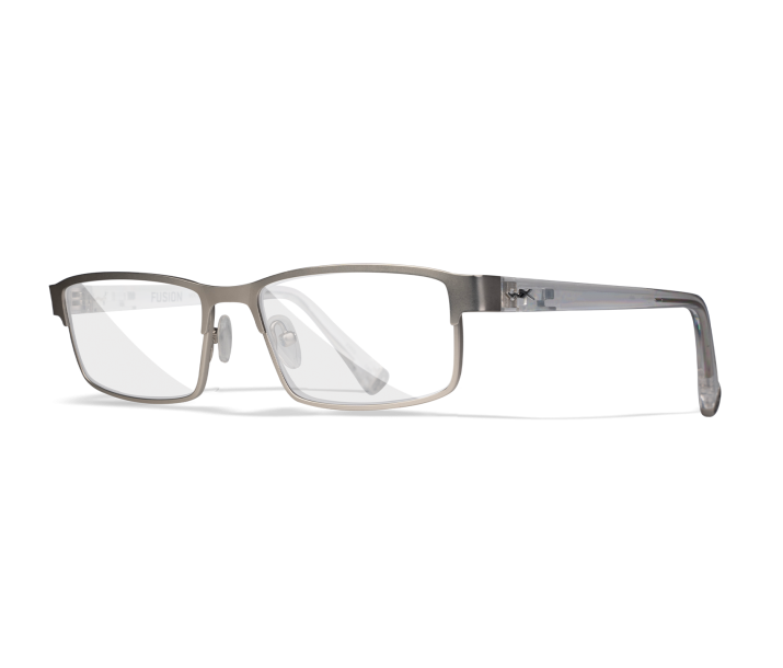 Wiley X WX FUSION Full Rim Eyeglasses Matte Silver/gloss Clear Crystal 53-16-140