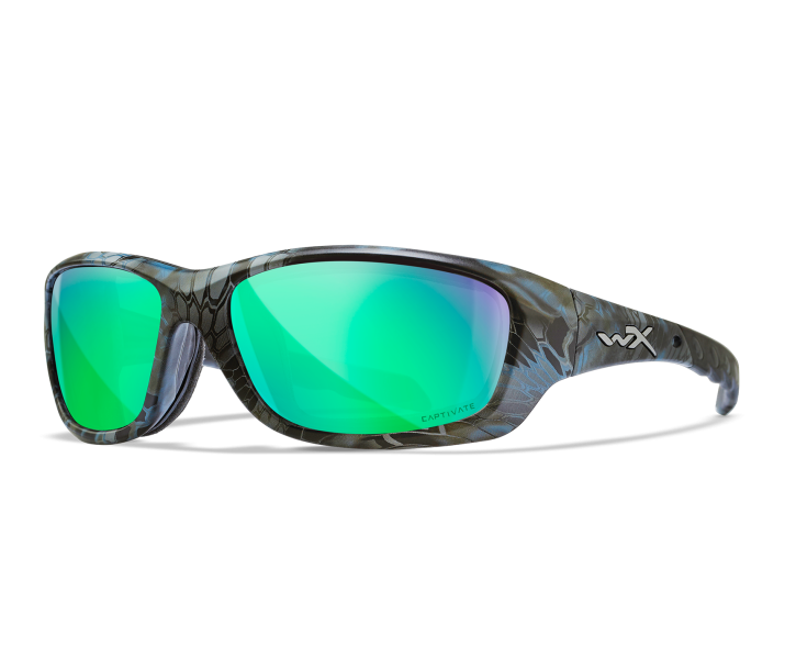 Wiley X WX GRAVITY Sunglasses Oval KRYPTEK NEPTUNE CAPTIVATE™ Polarized Green Mirror Kryptek Neptune 63-17-119