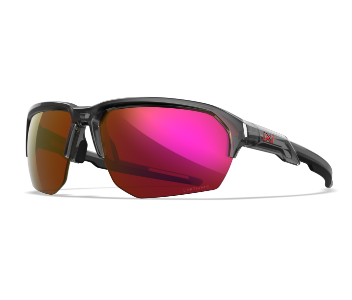 Wiley X WX JAKL Sunglasses Semi Rimless GLOSS CRYSTAL GREY Red Mirror Gloss Crystal Grey --