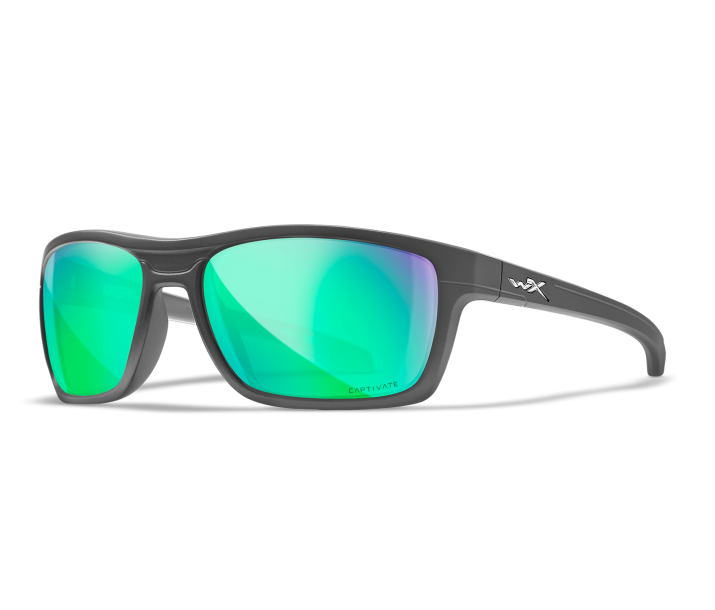Wiley X WX KINGPIN Sunglasses Oval MATTE GRAPHITE CAPTIVATE™ Polarized Green Mirror Matte Graphite 60-19-122