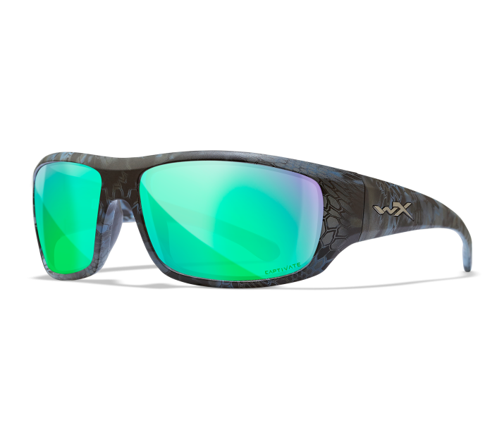 Wiley X WX OMEGA Sunglasses Oval KRYPTEK NEPTUNE CAPTIVATE™ Polarized Green Mirror Kryptek Neptune 66-17-