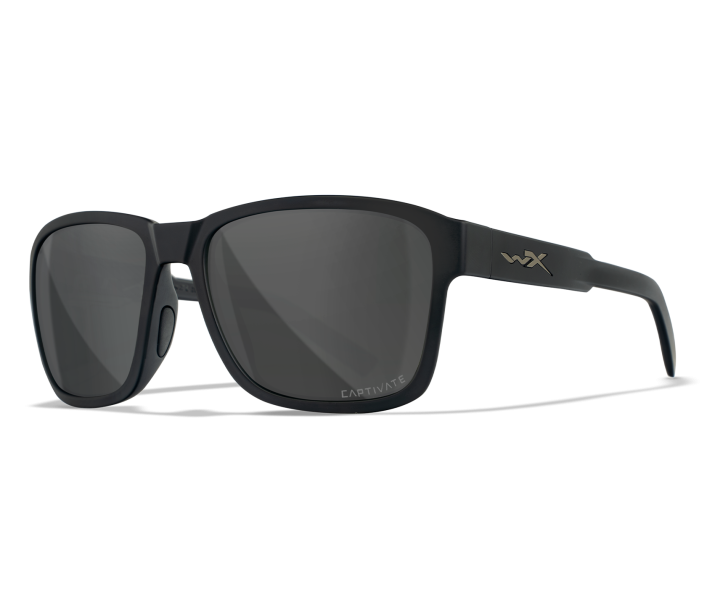 Wiley X WX TREK Sunglasses Oval MATTE BLACK CAPTIVATE™ Polarized Grey Matte Black 57-17-140