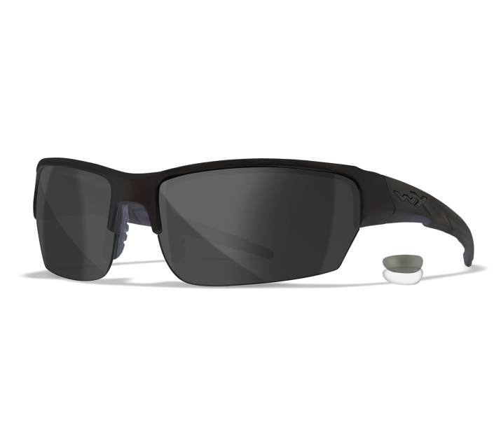 Wiley X WX VALOR Sunglasses Semi Rimless MATTE BLACK Clear, Smoke Grey Matte Black -19-