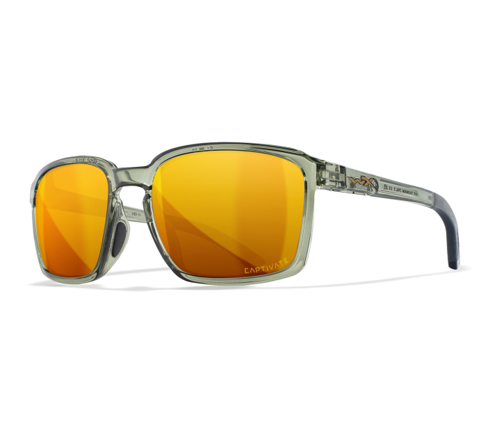 Wiley X WX ALFA Sunglasses Oval GLOSS CRYSTAL LIGHT OLIVE CAPTIVATE™ Polarized Bronze Mirror Gloss Crystal Light Olive 56-18-135