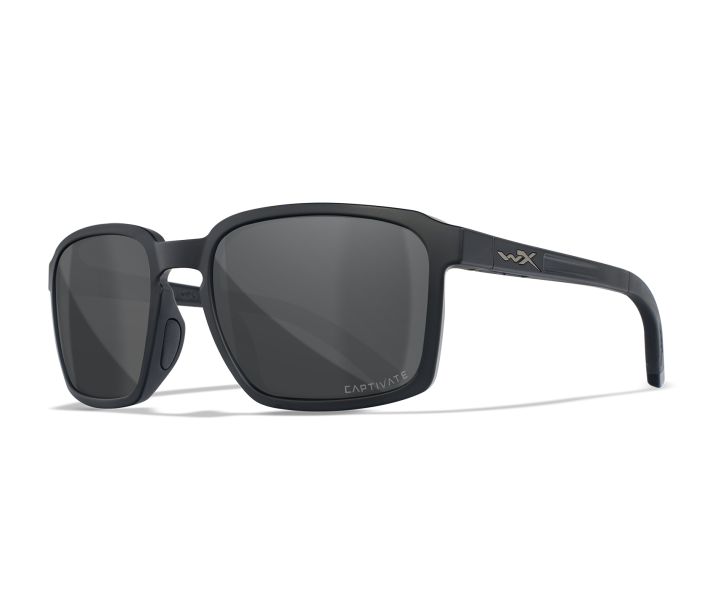 Wiley X WX ALFA Sunglasses Oval MATTE BLACK CAPTIVATE™ Polarized Grey Matte Black 56-18-135