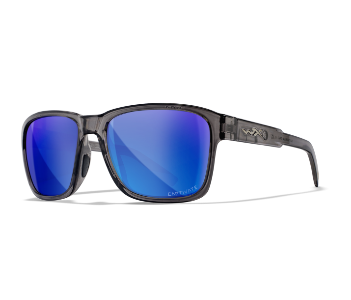 Wiley X WX TREK Sunglasses Oval GLOSS CRYSTAL DARK GREY CAPTIVATE™ Polarized Blue Mirror Gloss Crystal Dark Grey 57--140