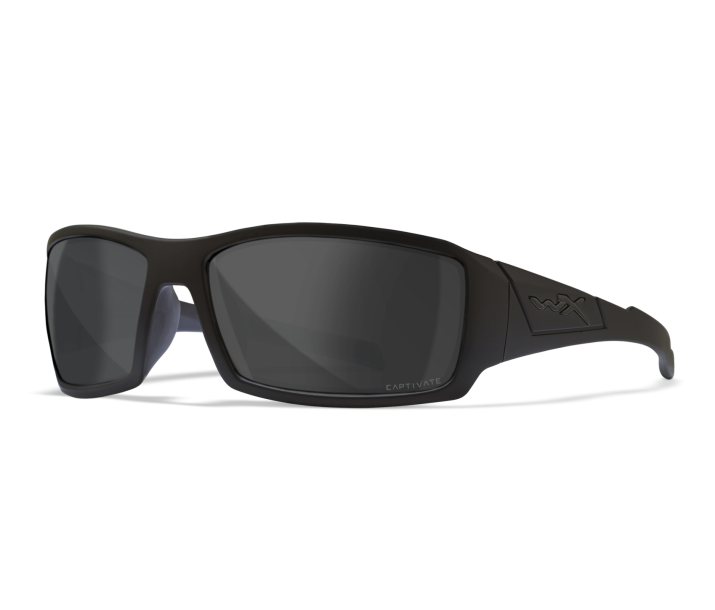 Wiley X WX TWISTED Sunglasses Oval MATTE BLACK CAPTIVATE™ Polarized Grey Matte Black 65-17-125