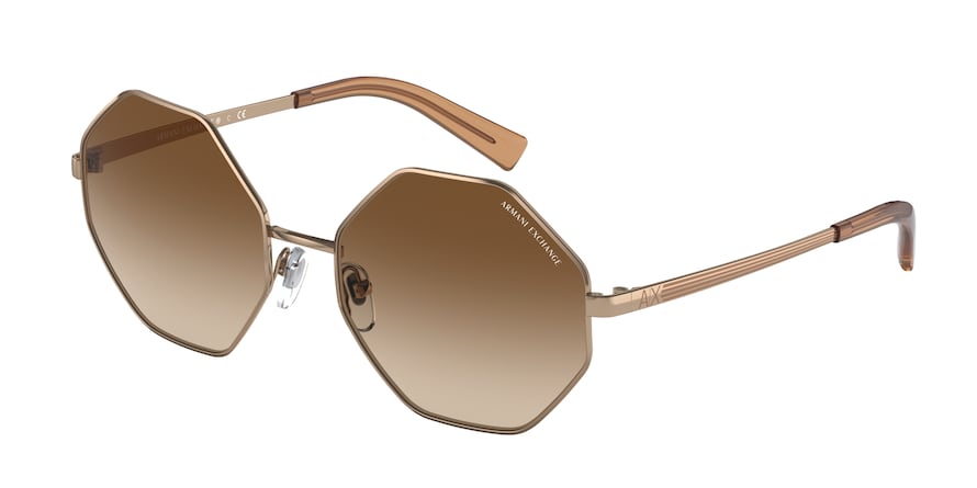 Exchange Armani AX2035S Irregular Sunglasses  610313-ROSE GOLD 55-18-140 - Color Map gold