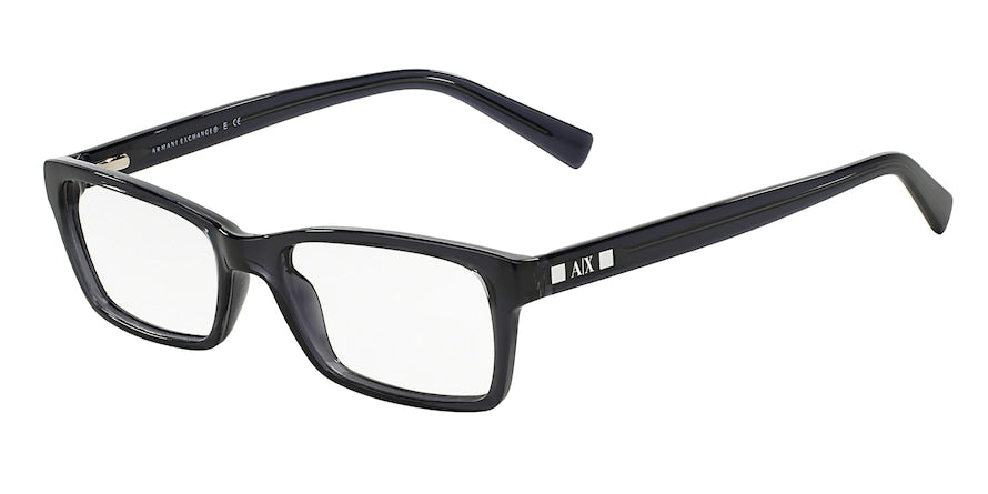 Exchange Armani AX3007 Rectangle Eyeglasses  8005-GREY TRANSPARENT 53-17-145 - Color Map black