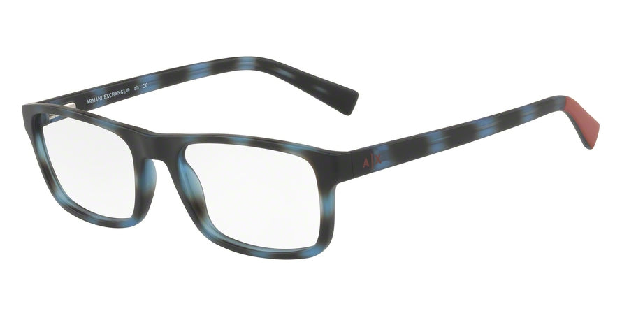 Exchange Armani AX3046 Rectangle Eyeglasses  8230-MATTE BLUE HAVANA 54-18-140 - Color Map blue