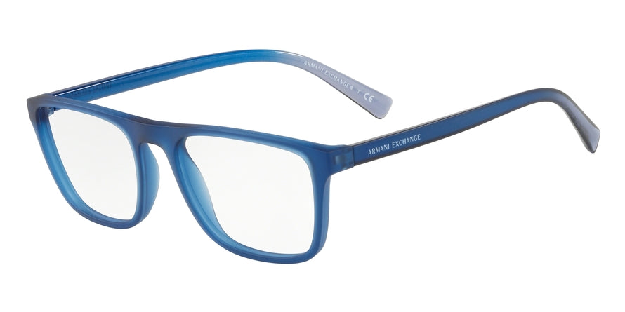 Exchange Armani AX3054 Rectangle Eyeglasses  8259-MATTE TRANSP NAVY 55-19-145 - Color Map grey