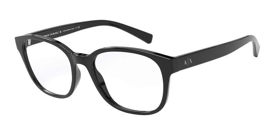 Exchange Armani AX3072 Rectangle Eyeglasses 8158-SHINY BLACK 53-18-142 - Color Map black