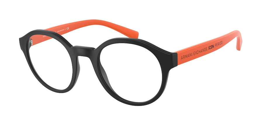 Exchange Armani AX3085F Phantos Eyeglasses  8078-MATTE BLACK 49-22-145 - Color Map black