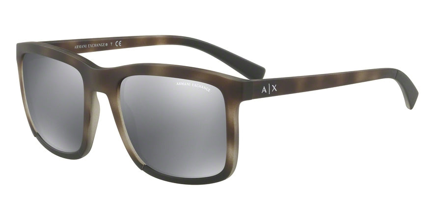 Exchange Armani AX4067S Square Sunglasses  82296G-MATTE GREY HAVANA/MT BLACK 55-20-140 - Color Map grey